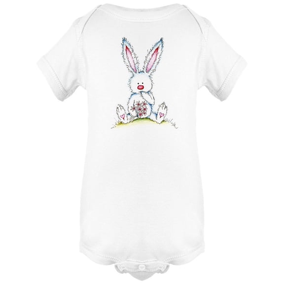 Cute Bunny Eating Flowers Bodysuit Infant -Image by Shutterstock, Newborn
