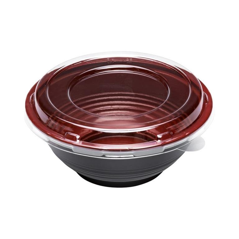 Asian Panda Bowl with Lid Black and Red 18 oz (Case of 200)
