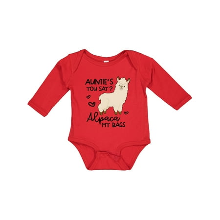 

Inktastic Auntie s You Say Alpaca My Bags Gift Baby Boy or Baby Girl Long Sleeve Bodysuit