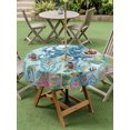 thumbnail image 4 of Outdoor Tablecloth with Umbrella Hole for Patio/Picnic/Party/Camping, Ocean Animals Waterproof Table Cloth Round Cover Washable, Coastal Octopus Jellyfish Seaweed Coral Green (Dia 60"), 4 of 8