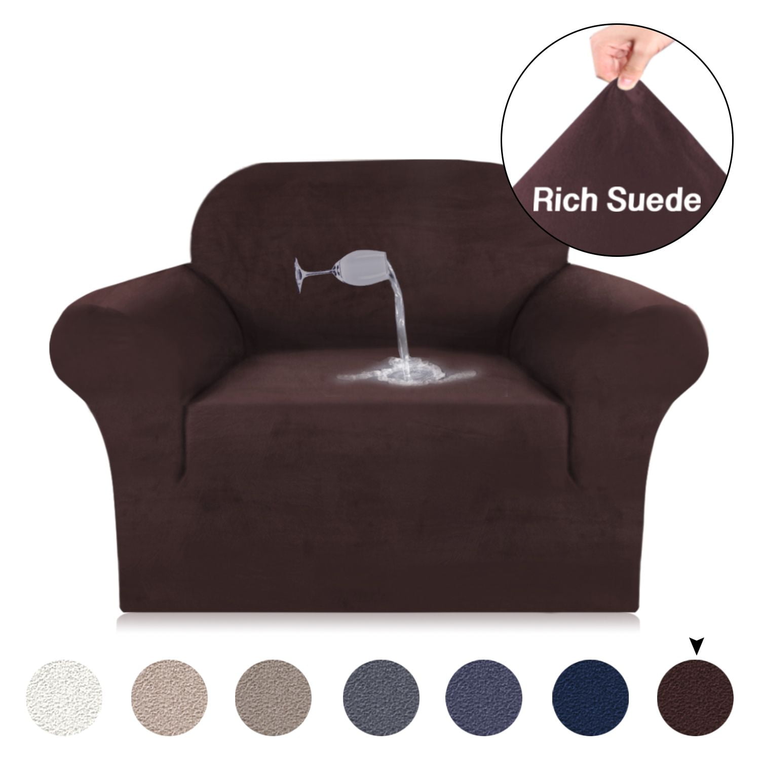 1 Piece Stretch Spandex Sofa Cover Slipcovers Super Suede Fabric