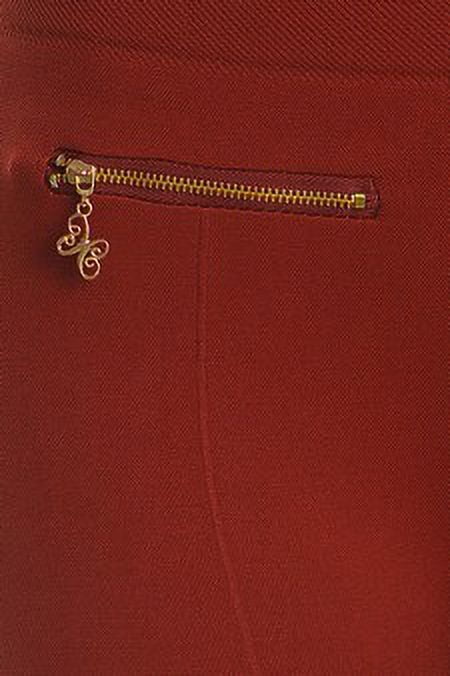 Women's Fashionable Fleece Leggings in Solid Color with 2 Gold zippers & seams on Front, Copper