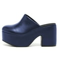thumbnail image 2 of YDN Women Comfortable Almond Closed Toe Slip On Mules Cozy Platform Chunky High Heel Sandals Party Dress Daily Shoes Size 7 Blue, 2 of 4