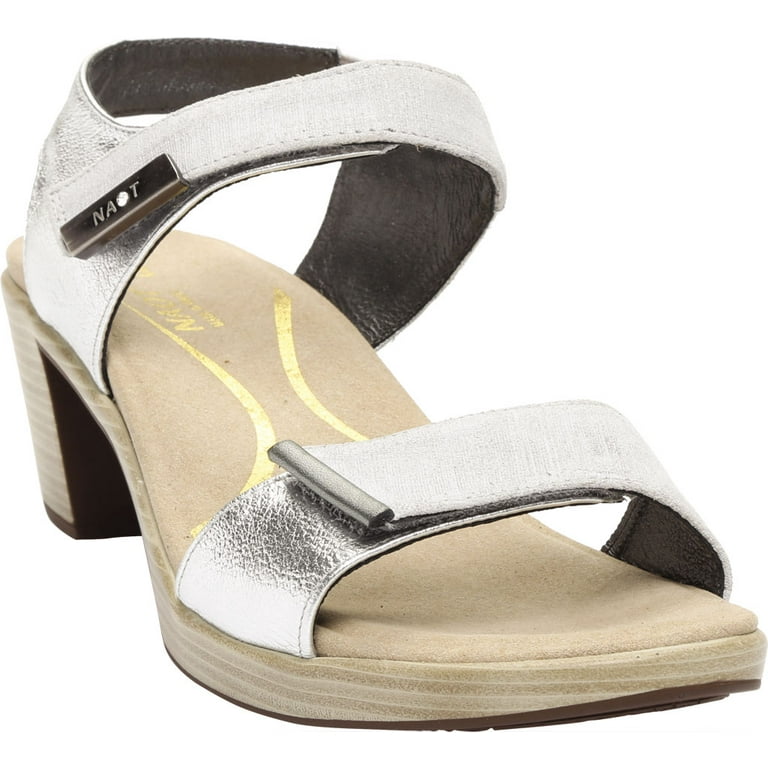 Women s Naot Intact Heeled Sandal Gray Soft Silver Sterling