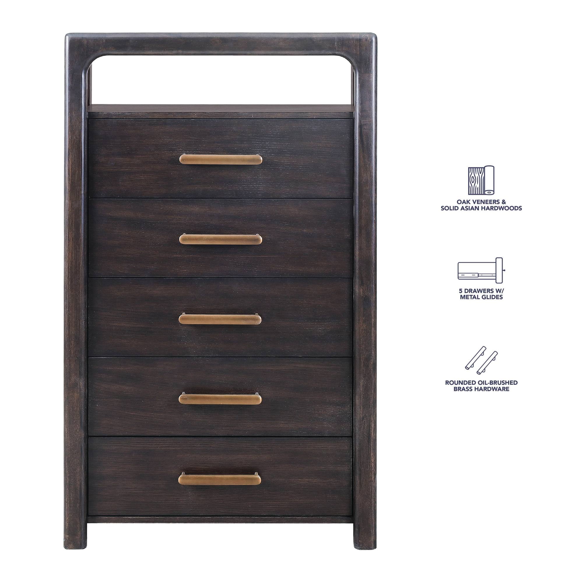 Steve Silver Sigmund Vertical Sabe Brown 5 Drawer Chest
