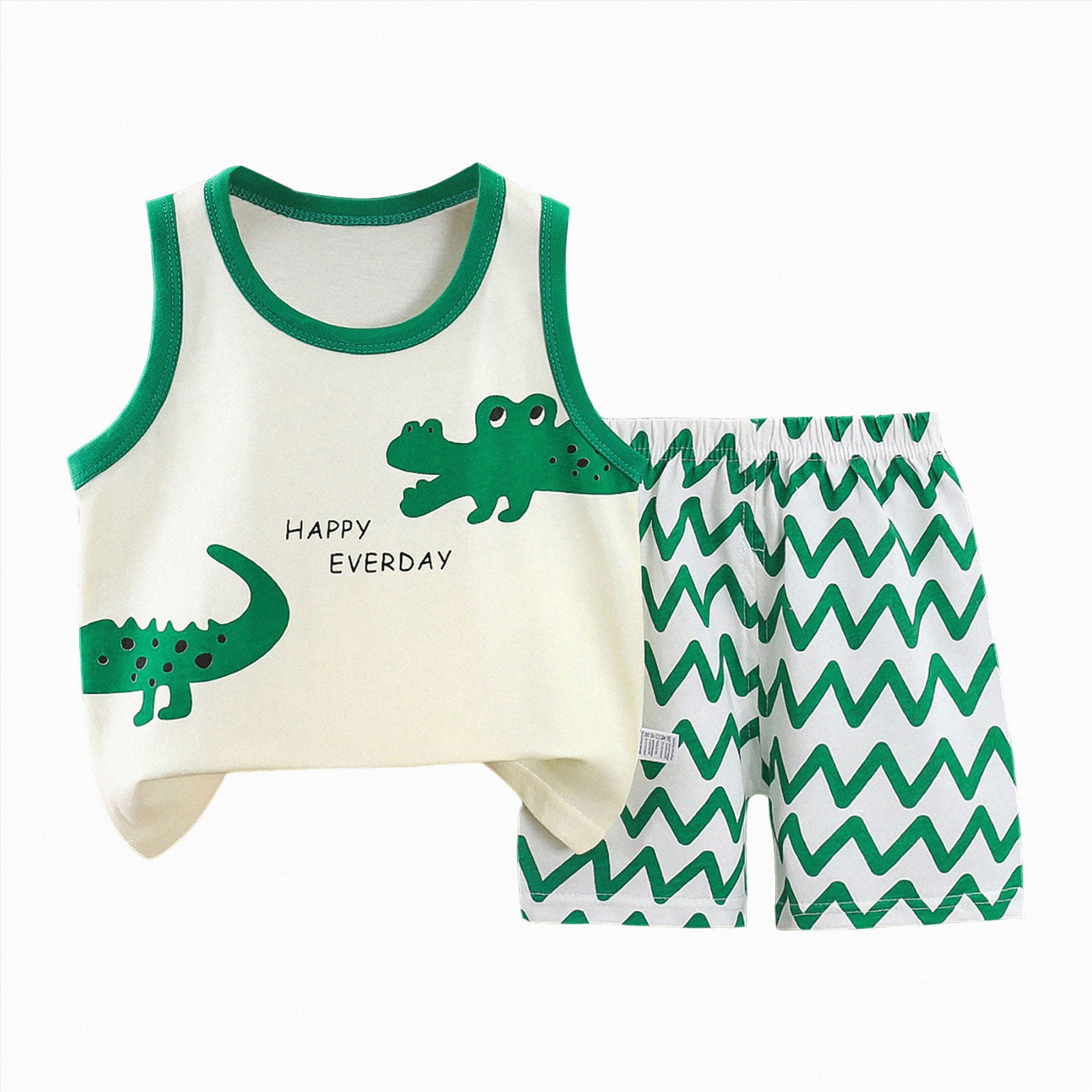Quealent Baby Boy Summer Clothes 2 PCS Sleeveless Tank Top and Shorts Set Toddler Boys Outfits 6M 12M 18M 24M 2T 3T 4T (Green 4-5 Years)