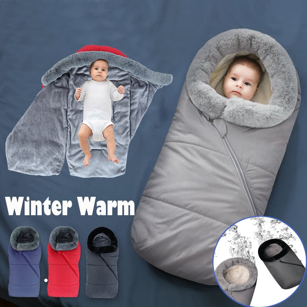 Prams and Buggy Fit for Pushchairs Baby Sleeping Bag with Down Cotton Windproof Removable Fur Collar Strollers Universal Baby Stroller Footmuff Cosytoes 
