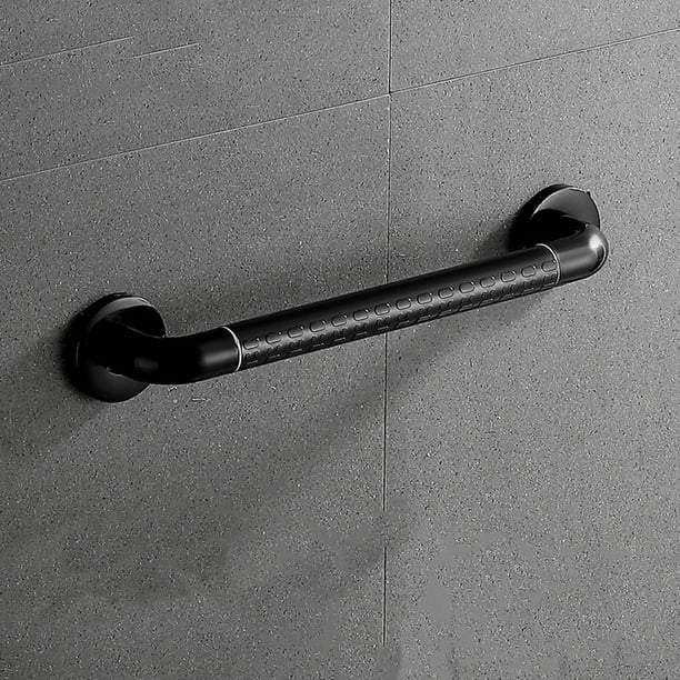 Barra de apoyo para inodoro, manija de pared, acero inoxidable SUS304, manija de baño, toallero - 600 mm (negro)