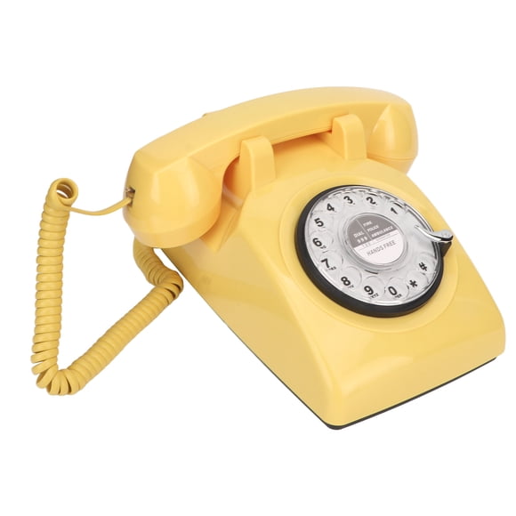 Teléfono Fijo De Escritorio, Teléfono Con Dial Giratorio Retro, Función De Altavoz, Timbre Mecánico, Amarillo, Decorativo Para El Hogar