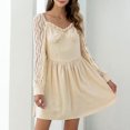 thumbnail image 3 of Vestido de encaje para mujer Lindo volante de cintura alta Cuello en V Manga larga de linterna Otoño Abanopi Extragrande, 3 of 7