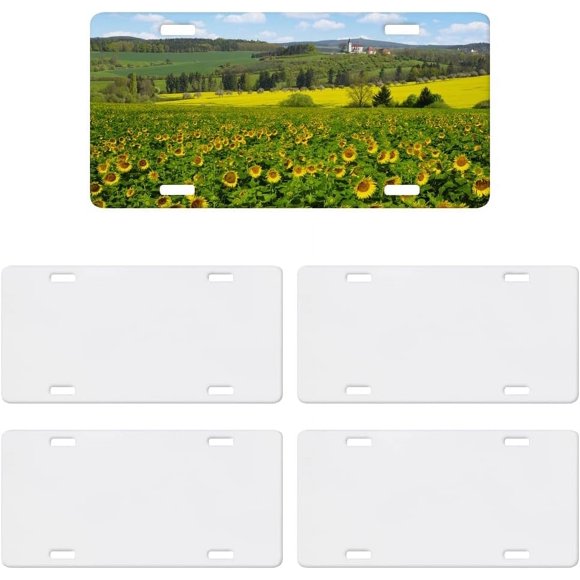shiyou-4 Pcs Sublimation Blank License Plates Aluminium Automotive Front License Plate Heat Transfer DIY Metal Blank Car Plate Tags for Custom Design