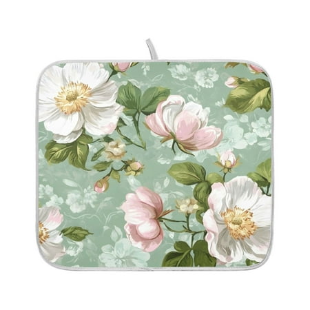 

Ryvnso Vintage Flower Dish Dry Mat for Kitchen Counter Absorbent Drainer Pad 16x18in