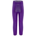 thumbnail image 3 of MSemis Girls Jazz Dance Leggings Metallic Ribbed Elastic Waistband Solid Color Toursers for Hip-hop Performance Purple 120, 3 of 7