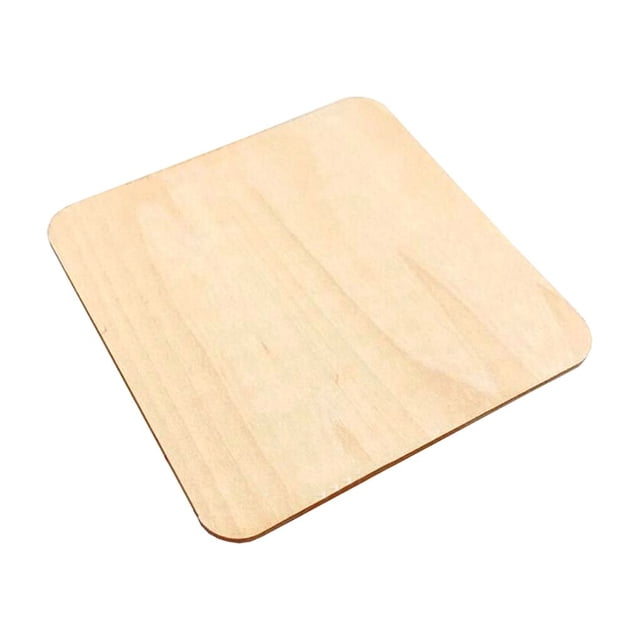 Moyic Piezas de , rebanadas de cuadradas sin terminar, virutas de contrachapada en blanco de 40MM con esquinas redondeadas, decoraciones para Decoración del hogar