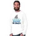 thumbnail image 5 of Beaches Be Crazy Funny Swimming Shark Long Sleeve TShirt Men Women Brisco Brands M, 5 of 6