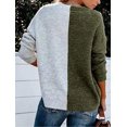 thumbnail image 3 of Femmes Lâches Col Rond Tricot Couleur Bloc Pull Manches Longues Automne Hiver Loisirs Pull Tops M, 3 of 4