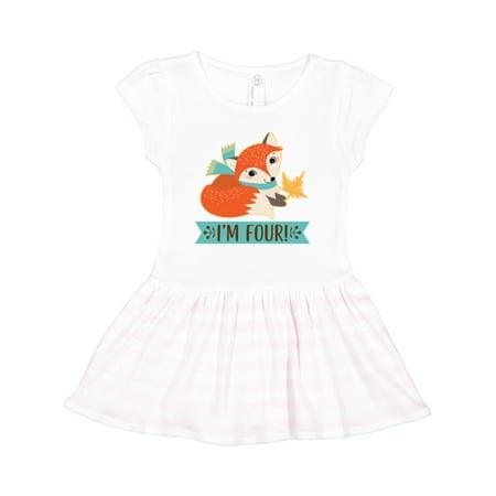 

Inktastic 4th Birthday Fox 4 Year Old Gift Toddler Girl Dress