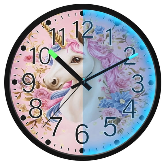 Ryvnso Unicorn-u1 12 Inch Night Light Wall Clock Silent Battery Operated Luminous Clocks