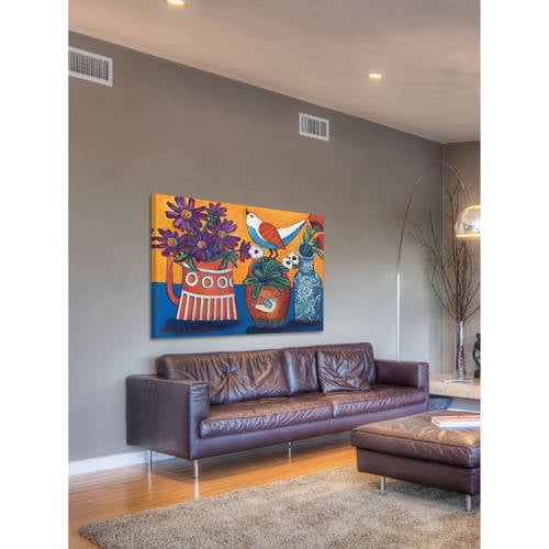 Marmont Hill "Orange and Blue Vases" Painting Print on Canvas