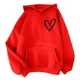 thumbnail image 2 of Dyfzdhu Oversized Hoodies for Women Casual Heart Print Long Sleeve Sweatshirt Autumn Pullover Hooded Workout Top, Red XL, 2 of 4