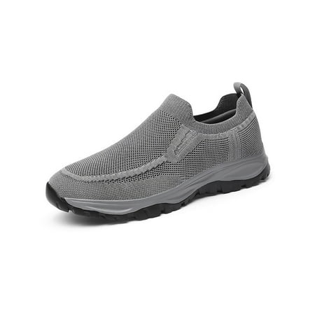 

Lumento Shoes for Womens Slip On Walking Shoe Wide Width Sneaker Breathable Casual Running Comfort Knit Upper Flats Gray 4.5