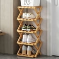 thumbnail image 4 of 4 Tier Bamboo Shoe Rack,Portable Folding Shoe Storage Rack,Without Installation Small Shoe Rack Perfect for Corridors, Bedrooms and Small Spaces (1/2/3/4/5 Tier), 4 of 4