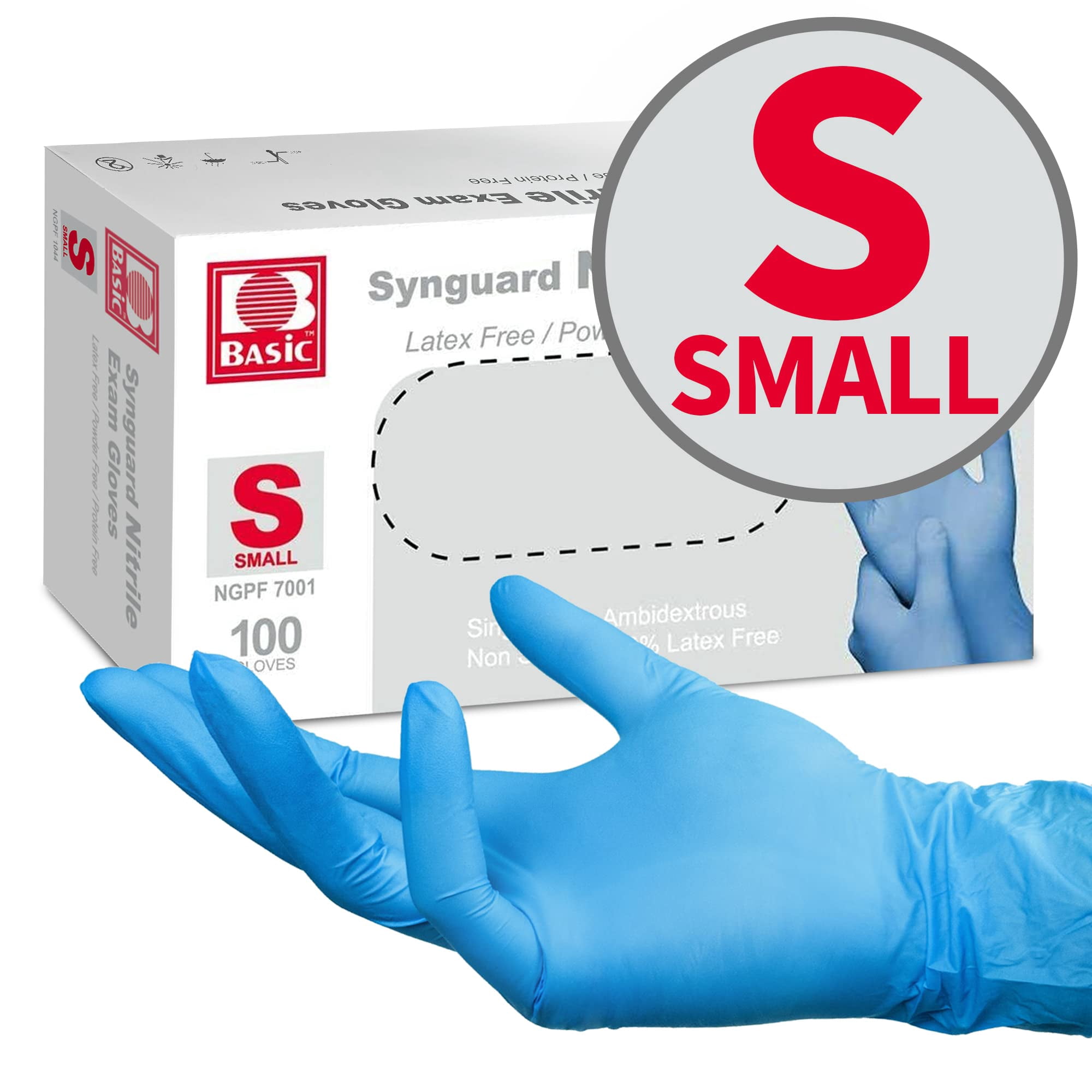 Nitrile Exam Gloves, Latex-Free, Blue, Small, Each (100 pieces per box)