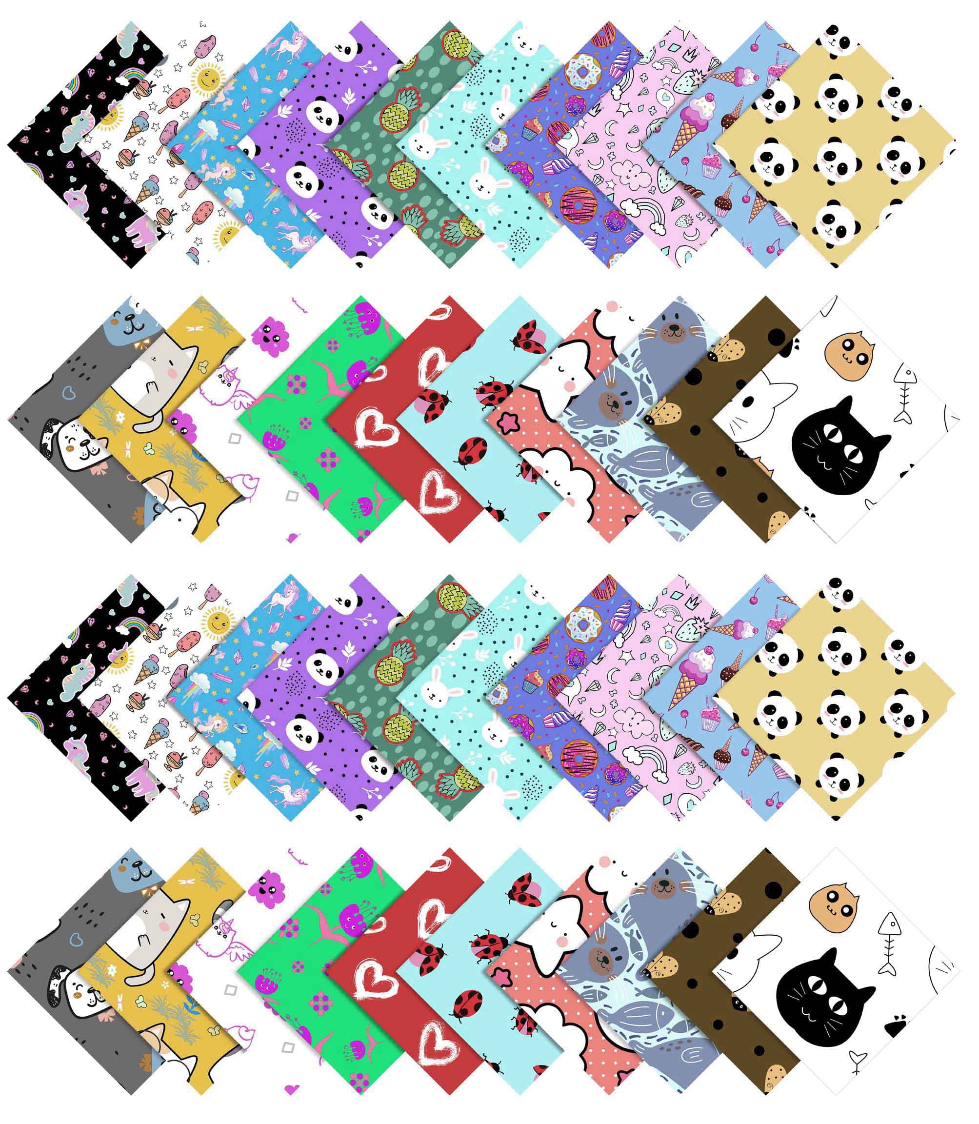 Soimoi Precut 10-inch Block Prints Cotton Fabric Bundle Quilting Squares Charm Pack DIY Patchwork Sewing Craft- Multicolor
