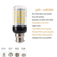 thumbnail image 1 of Bombillas de luz LED tipo mazorca de maíz para el hogar, focos de alta potencia para mesa y escritorio, E27, E26, E12, E14, B22, CA 220V, 230V, 240V, 7W-35W, 5 uds., 1 of 4