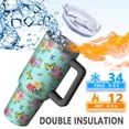 thumbnail image 5 of 40oz Pioneer Flower Floral Print Pattern Insulated Tumbler with Handle, BPA-Free Leak Proof Lid and Straws, Double Wall Vacuum, Hot 12h/Cold 34h, 5 of 6