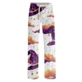thumbnail image 4 of IYYVV Halloween Pajamas Women Pumpkin Ghost Printed Stretchy Soft Lightweight Spooky Orange Pj Pants Halloween Bottom Purple M, 4 of 5