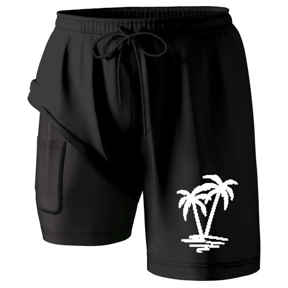 Men's Swim Trunks with Compression Liner, Inseam Board Shorts, Pockets, Polyester & Spandex Material, for Water Sports