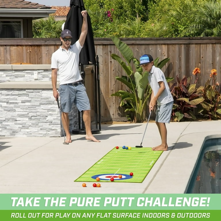 GoSports Pure Putt Challenge Putting Games - Huge 10ft Putting Green Rug  with 16 Golf Balls & Scorecard, 2-4 Player Indoor or Outdoor Games for All