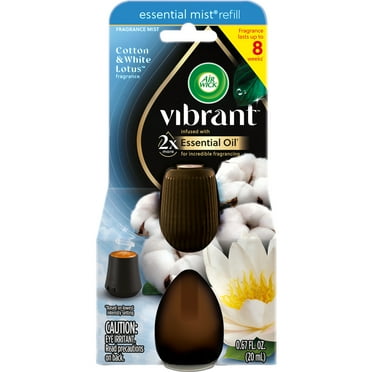 Air Wick Essential Mist Vibrant Scented Oil Air Freshener Diffuser Refill, Cotton and White Lotus, 1 Count