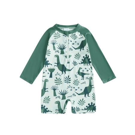 

Awevudst Baby Boy Rash Guard Swimsuit Long Sleeve Dinosaur Print Bathing Suit