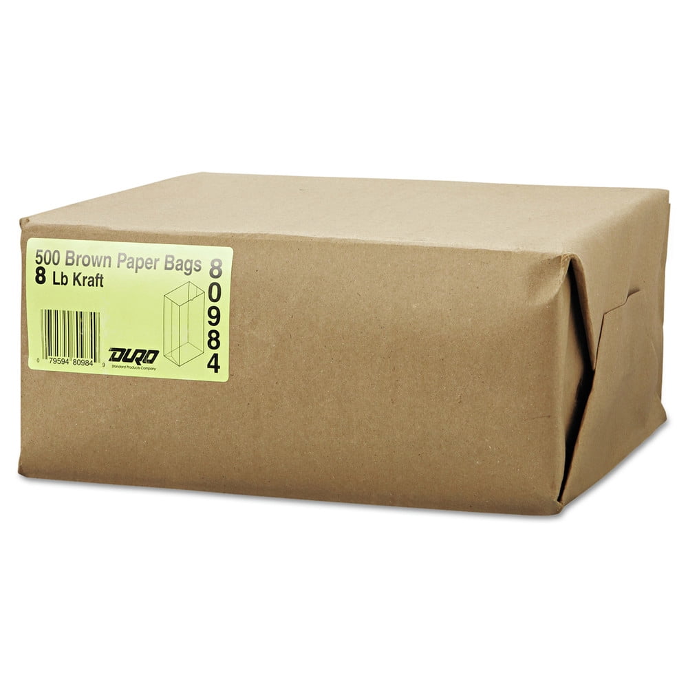 #8 Kraft 35 lbs. Capacity 6.13 in. x 4.17 in. x 12.44 in. Grocery Paper Bags (500-Piece/Bundle)