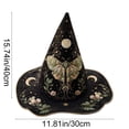 thumbnail image 3 of sruoe Halloween Moth Floral Quilted Witch Hat, Vintage Wizard Headwear, Halloween Party Accessory, Halloween Holiday Decor for Costume Match，Themed Gathering，Shelf Display, 3 of 8