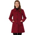 thumbnail image 1 of INSPIRE CHIC Manteau Trench d'Hiver pour Femme à Col Rabattu, Simple Boutonnage, Rouge Foncé, TP, 1 of 6