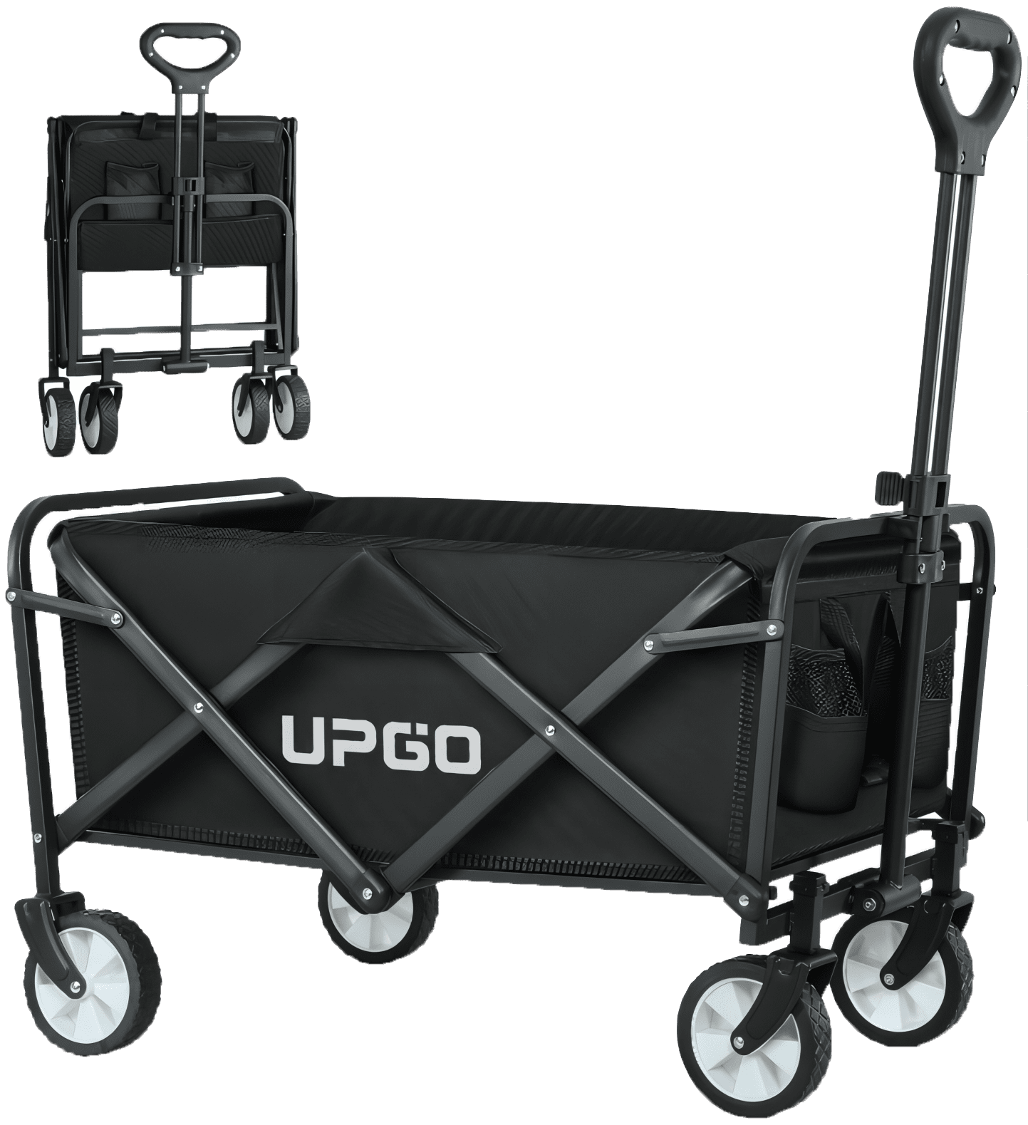 UPGO Collapsible Foldable Wagon, Beach Cart Large Capacity, Heavy Duty Folding Wagon Portable, Collapsible Wagon for Sports, Shopping, Camping