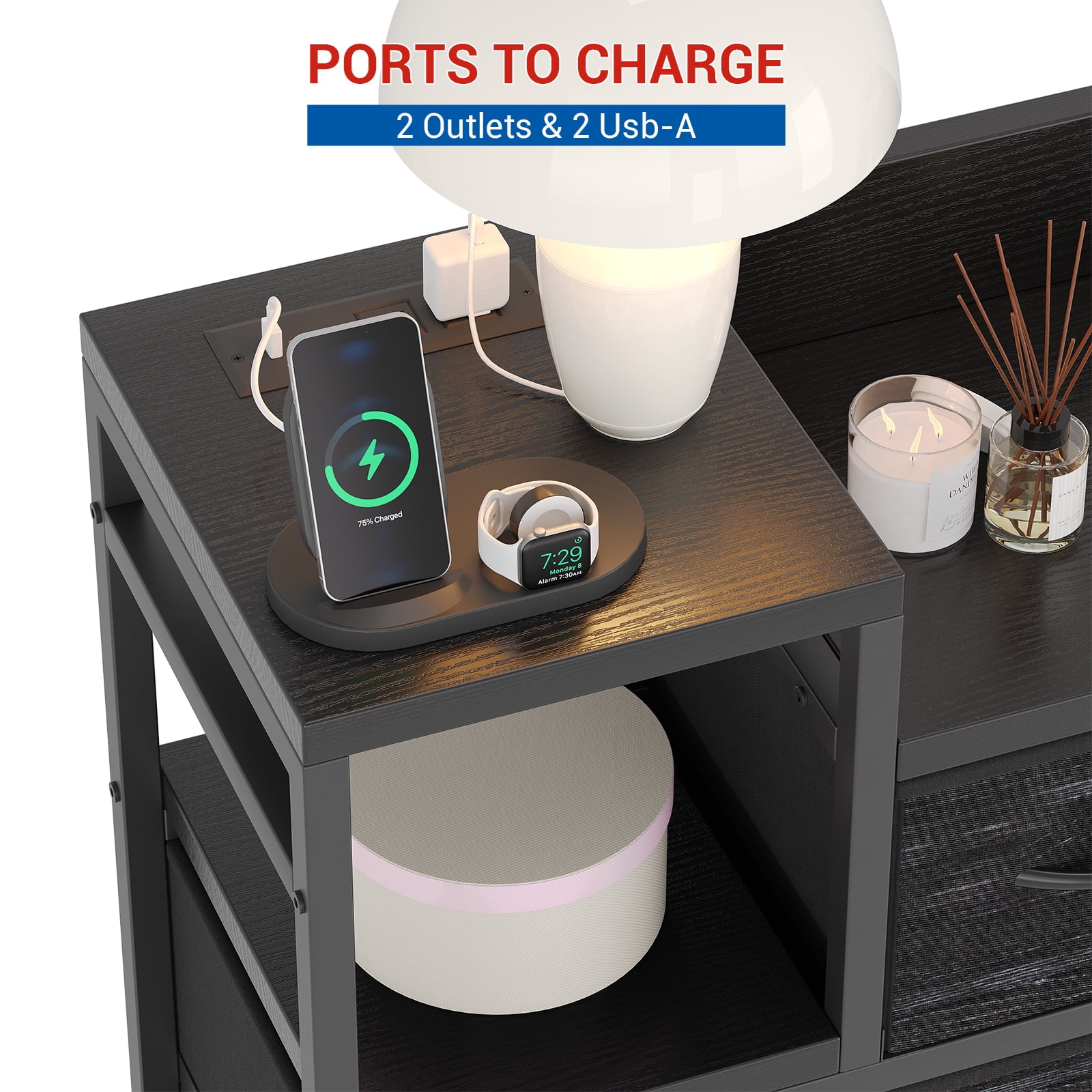 9-Drawer Storage Bedroom Dresser TV Stand with Built-in Charging Station, Multi-Functional for Kids Room & Apartments, Tall Organizer, Black