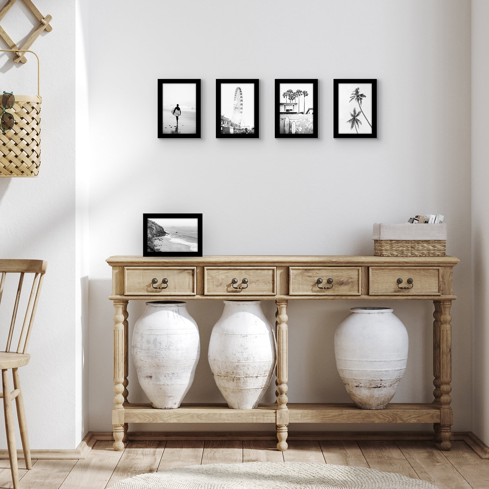 Americanflat 4x6 Picture Frame with Polished Plexiglass 5 Pack Galleria Collection Frames Tabletop - Black