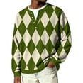 thumbnail image 2 of OIOLOYJM Men's V Neck Shirts Casual Long Sleeve Plaid Knit Pullover for Dressy Business Work or Gym Athletic Workout Wear Light Green S, 2 of 6