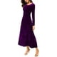 thumbnail image 2 of Vestido largo elástico de terciopelo fruncido de manga larga elegante para mujer Xemadio WRMH-233-8, 2 of 5