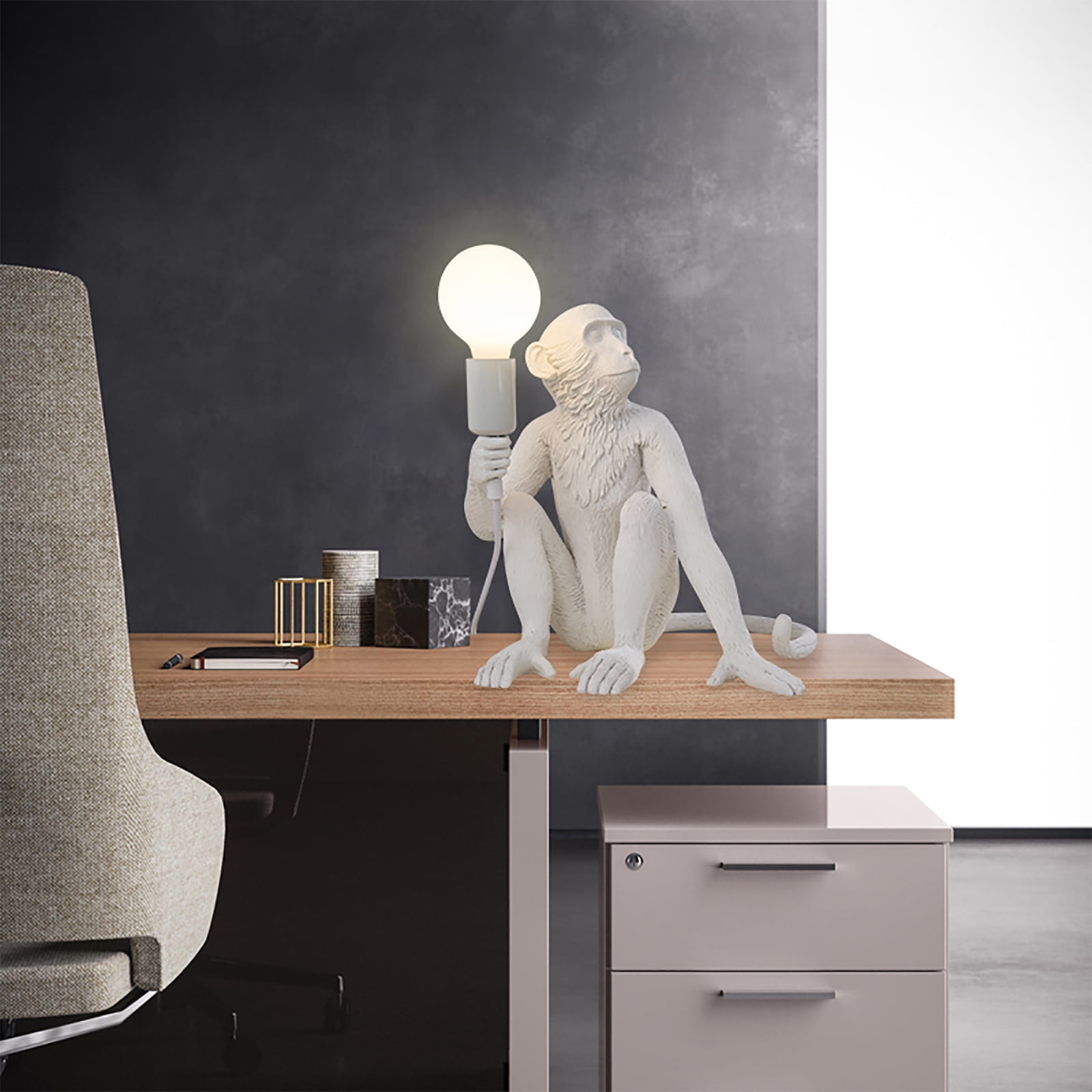 Miumaeov Monkey Table Lamp Vintage Resin Monkey Table Light Industrial Table Fixture for Living Room Children's Room Bedroom Office 10.2x8.6x11.8"