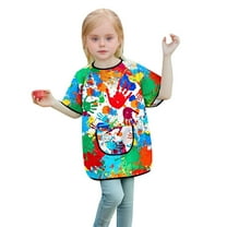 Toddler Kids Art Smock With Sleeves Painting Apron Boys Shirts Craft Protective Coverall With Pocket