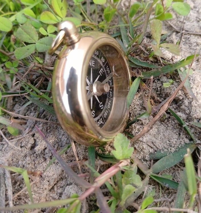 Maritime treasures Classic Brass Compass Pocket Size Marine Sailing Navigation Accessory