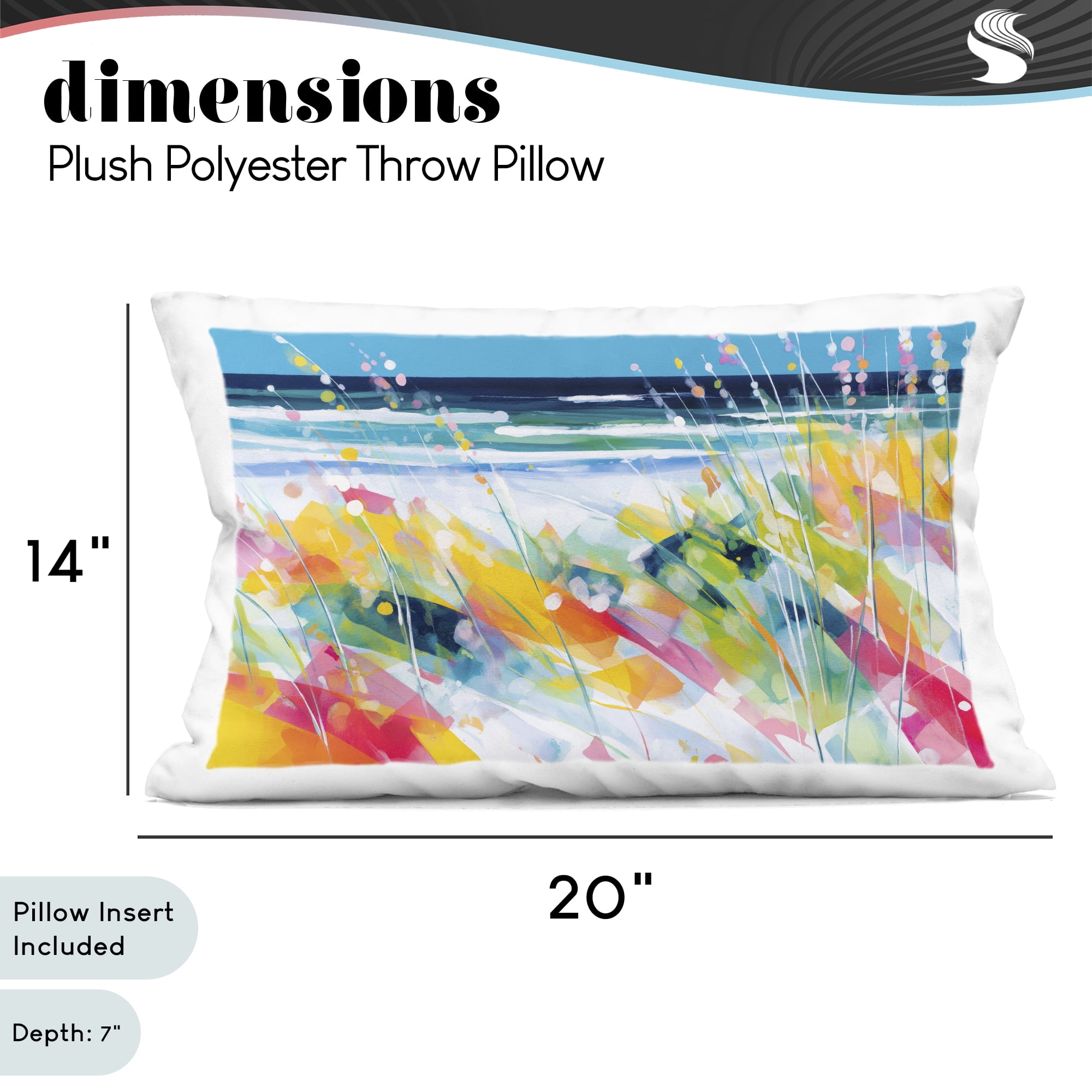 Stupell Industries Sea Oats & Ocean Breeze Abstract Decorative Printed Throw Pillow, design by Chromatic Storm Studio, 14 x 7 x 20