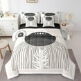 thumbnail image 1 of YST Mid Century Abstract 7-Piece Bedding Set Geometric Aesthetic Grey Black Comforter Set, Queen Size, 1 of 4