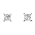 thumbnail image 3 of 14K Solid Gold Push Back Stud Earrings for Women | 0.5 cttw Princess Cut Simulated Diamond | White Gold, 3 of 5
