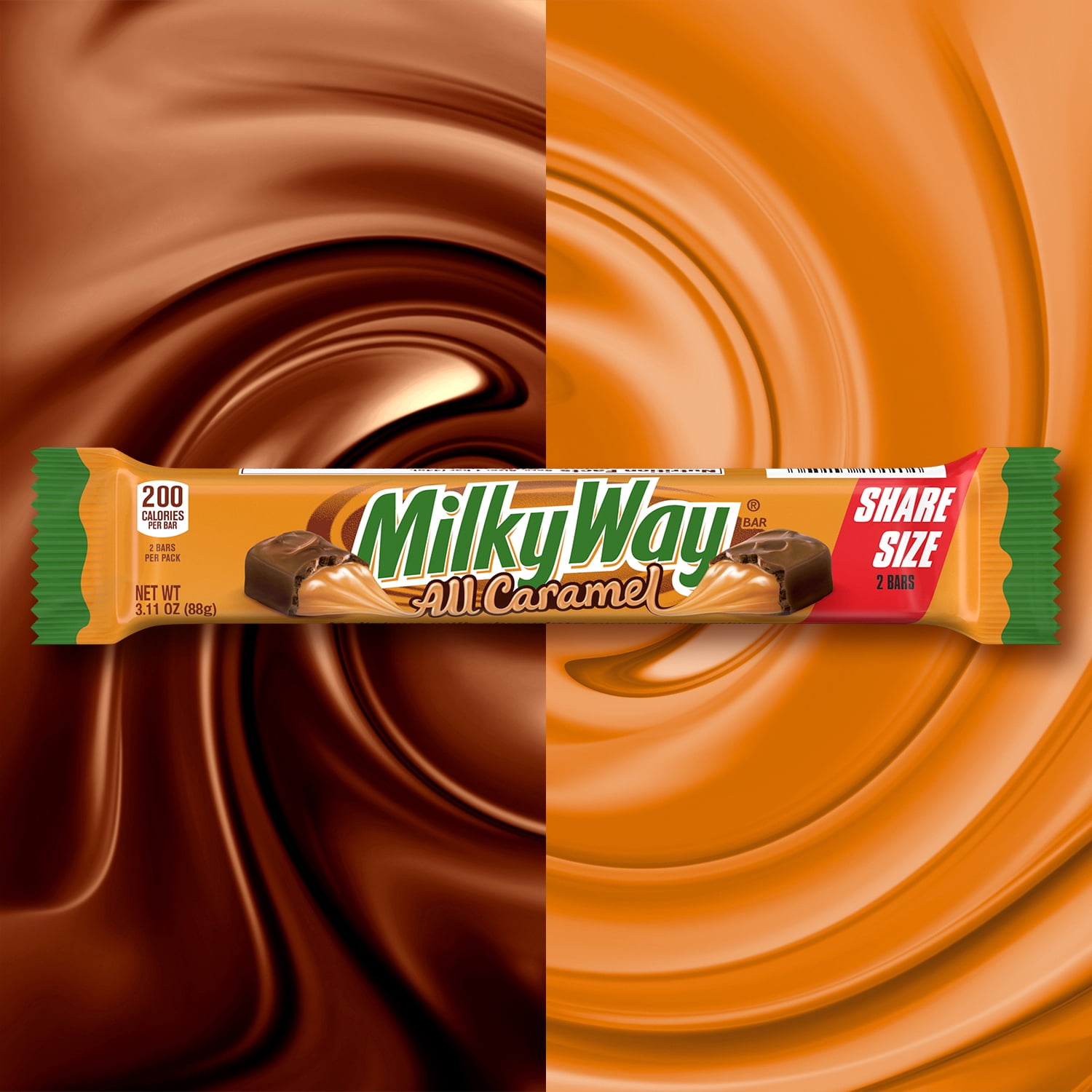Milky Way All Caramel Milk Chocolate Bar, Share Size - 3.11 oz Pack